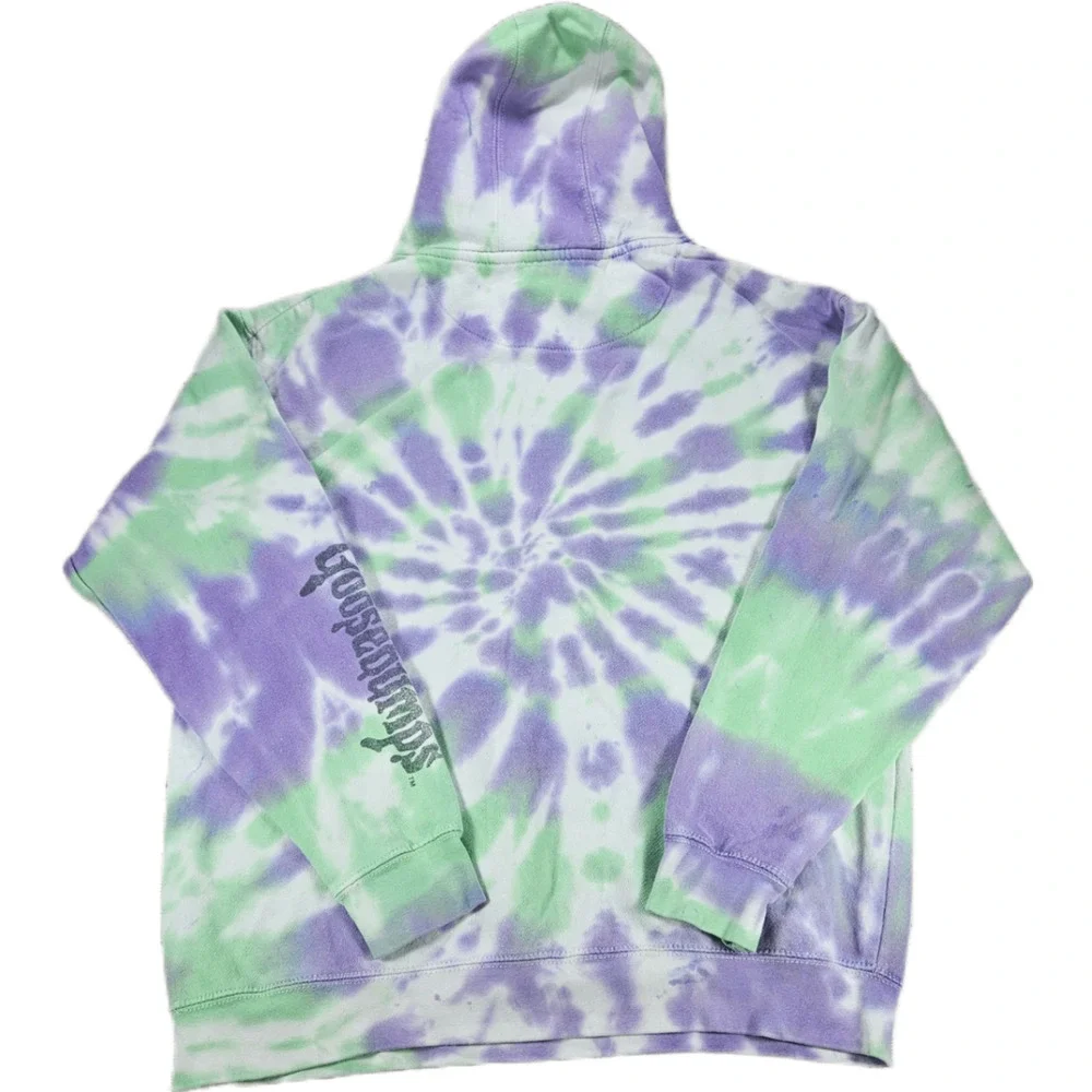 Goosebumps Hoodie Men's S Purple Green Tie Dye Cotton Blend Pullover